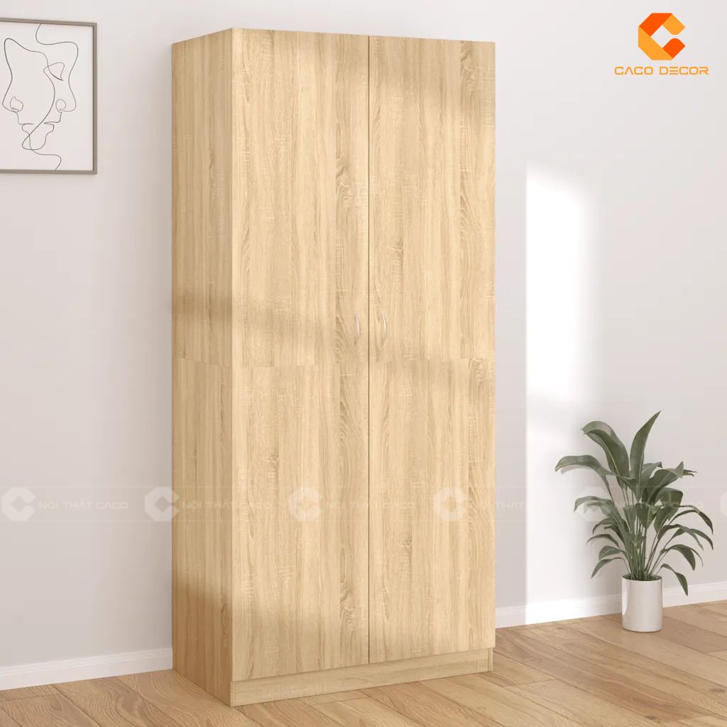 Thiết kế tủ quần áo gỗ 2 cánh cho phòng ngủ nhỏ