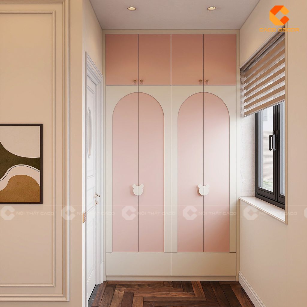 Mẫu tủ quần áo trẻ em thiết kế âm tường hiện đại