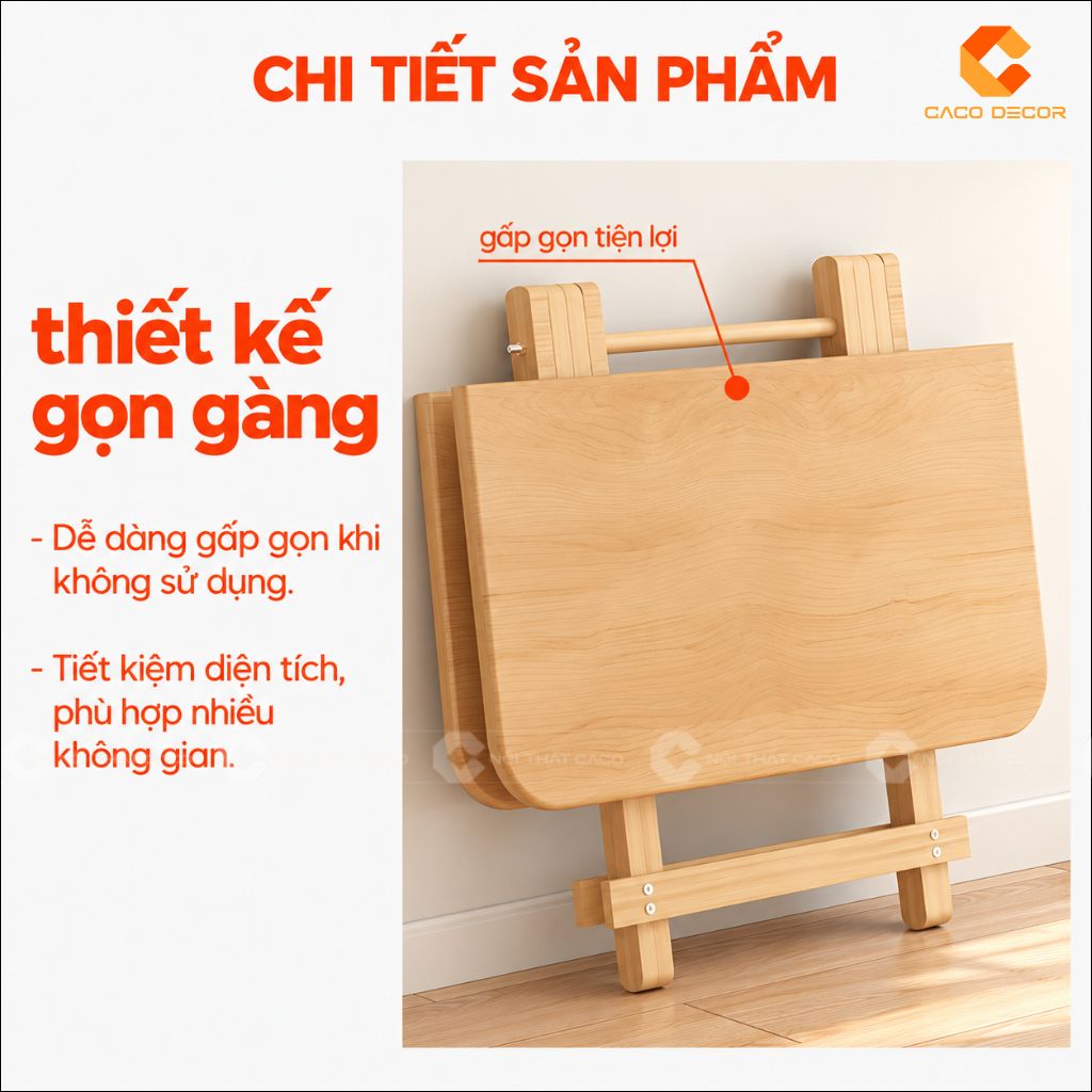 Bàn ăn gỗ tự nhiên BA073 thiết kế gấp gọn tiện lợi