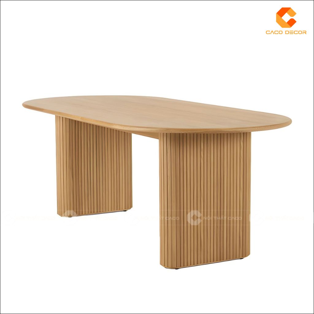 Bàn Ăn Gỗ Tự Nhiên BA075 Mặt Oval Chân Nan Sọc Đẹp 6