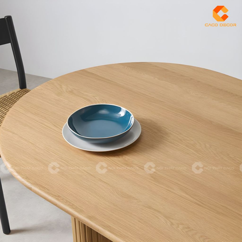 Bàn Ăn Gỗ Tự Nhiên BA075 Mặt Oval Chân Nan Sọc Đẹp 2