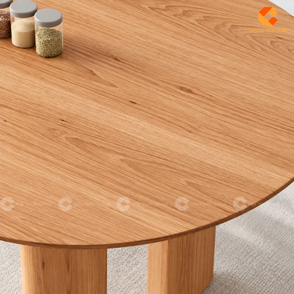Bàn Ăn Gỗ Tự Nhiên BA076 Mặt Oval Chân Vòm Japandi 3