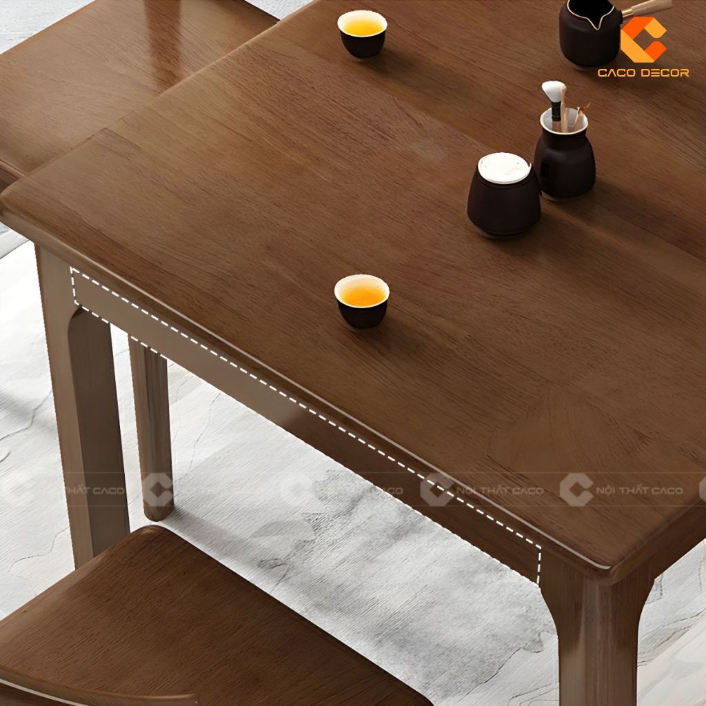 Bàn Ăn Gỗ Tự Nhiên BA077 Dáng Vuông Bo Góc Tinh Tế 2