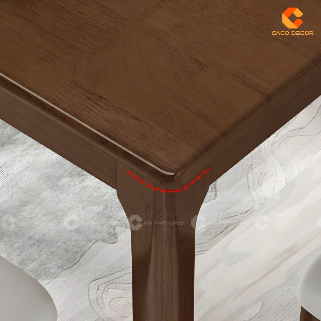 Bàn Ăn Gỗ Tự Nhiên BA077 Dáng Vuông Bo Góc Tinh Tế 4