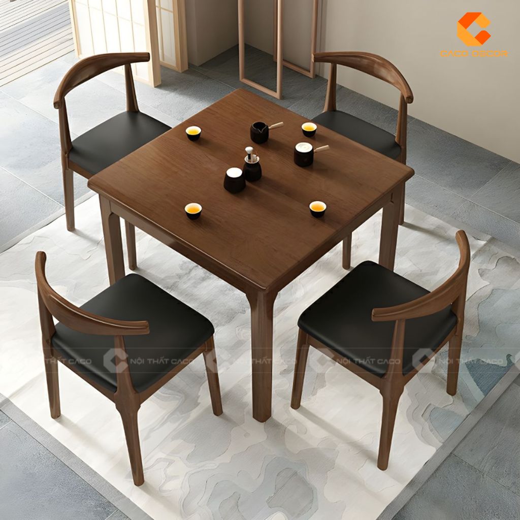 Bàn Ăn Gỗ Tự Nhiên BA077 Dáng Vuông Bo Góc Tinh Tế 6
