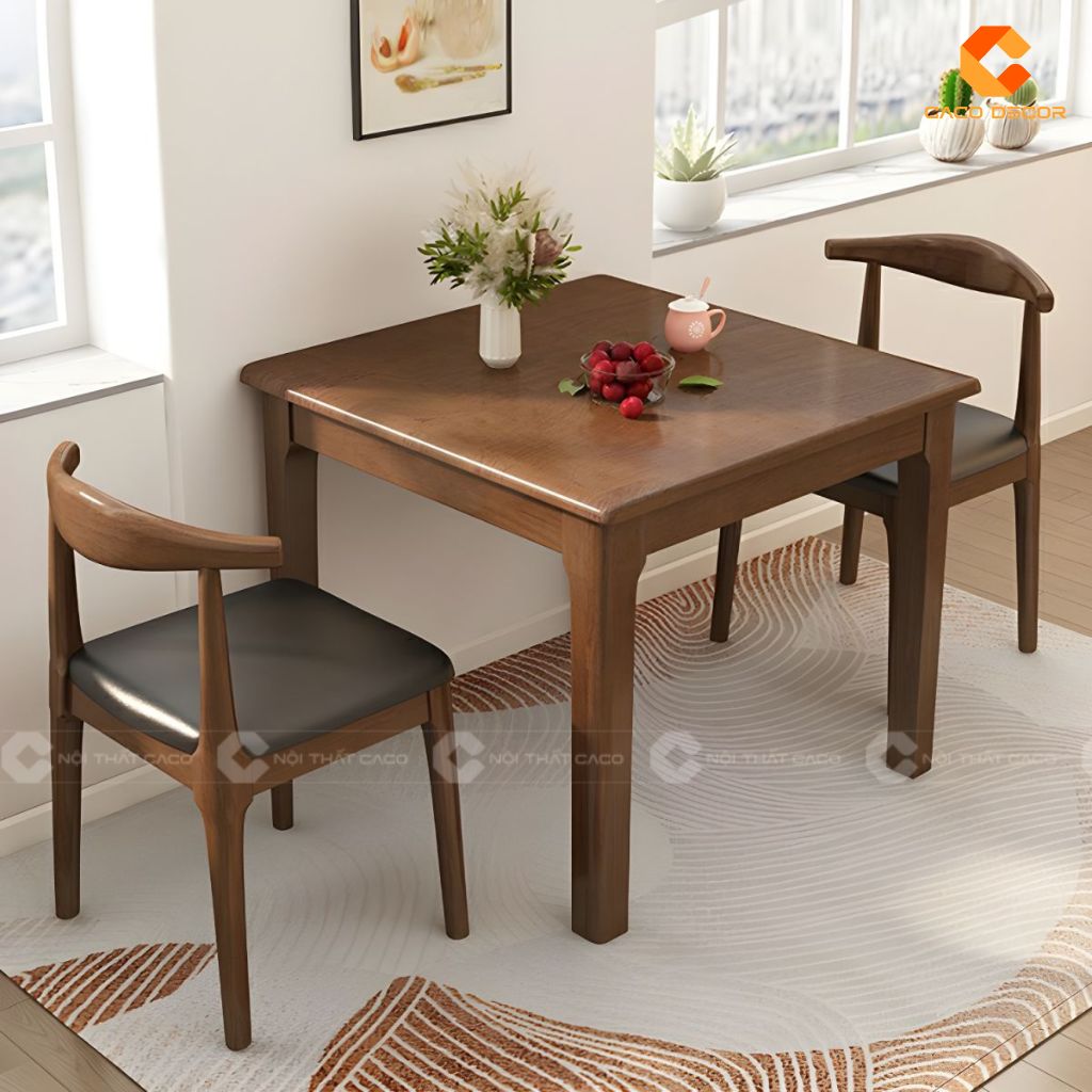 Bàn Ăn Gỗ Tự Nhiên BA077 Dáng Vuông Bo Góc Tinh Tế 8