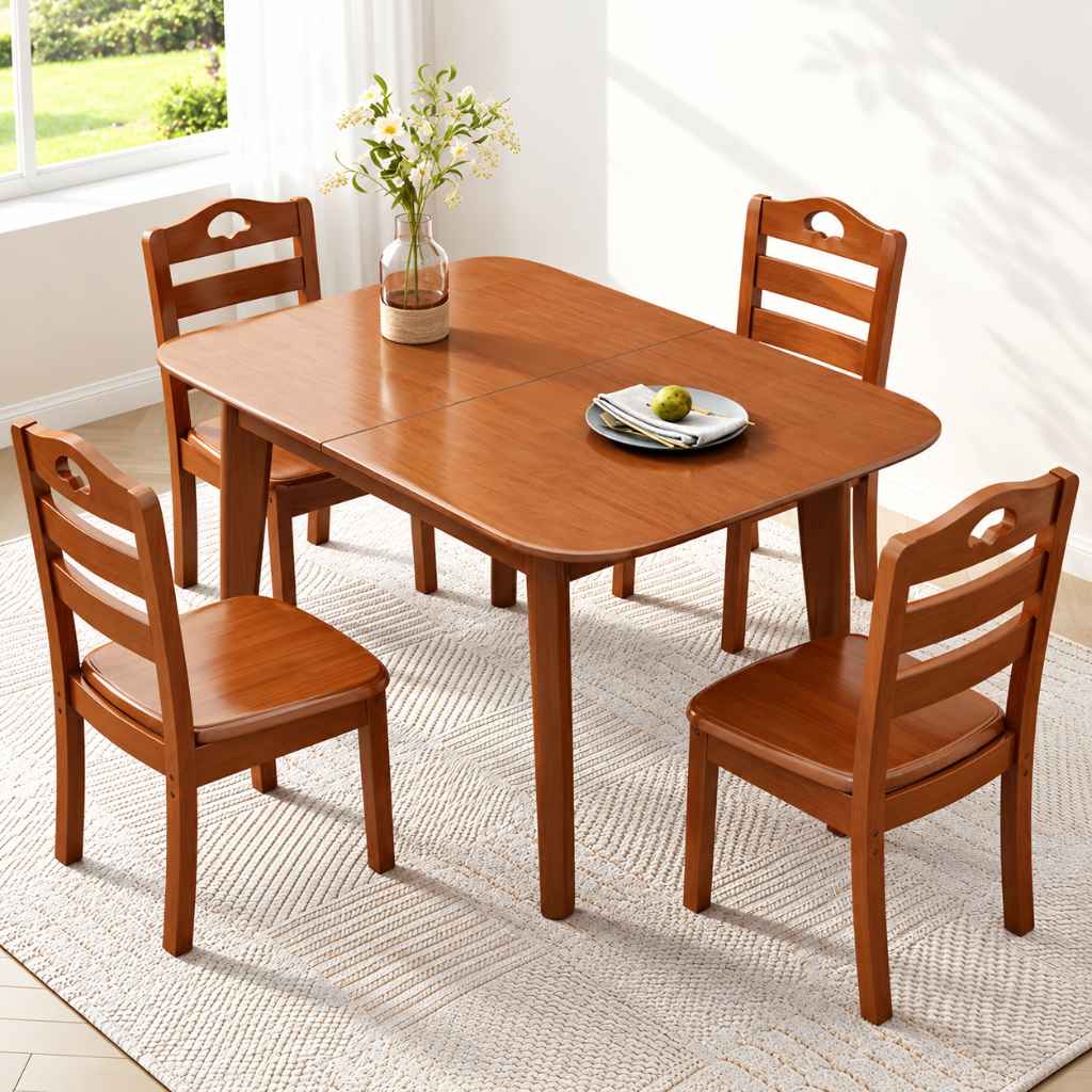 Bàn Ăn Gỗ Tự Nhiên BA078 Thiết Kế Kéo Dài Thông Minh 2