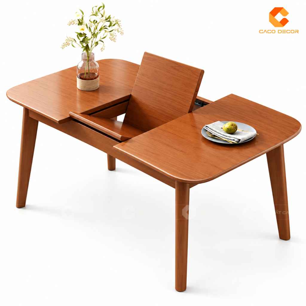Bàn Ăn Gỗ Tự Nhiên BA078 Thiết Kế Kéo Dài Thông Minh 3