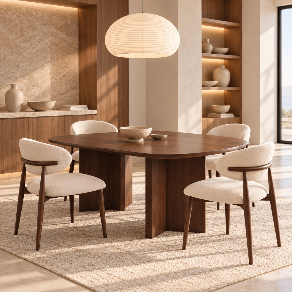 Bàn Ăn Gỗ Tự Nhiên BA080 Oval Chân Trụ Đẹp Hiện Đại 1