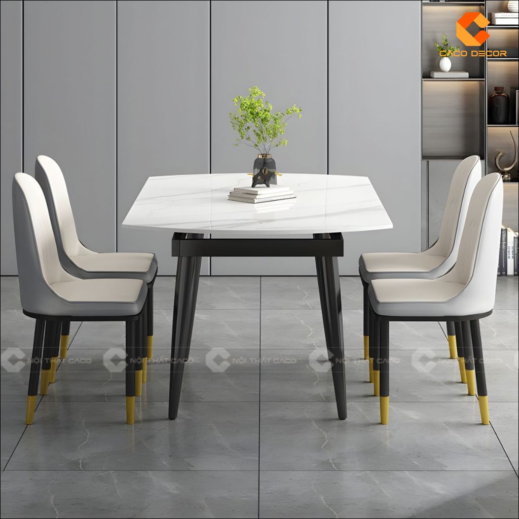 Bàn ăn mặt đá BA072 thiết kế dạng chữ nhật thanh lịch