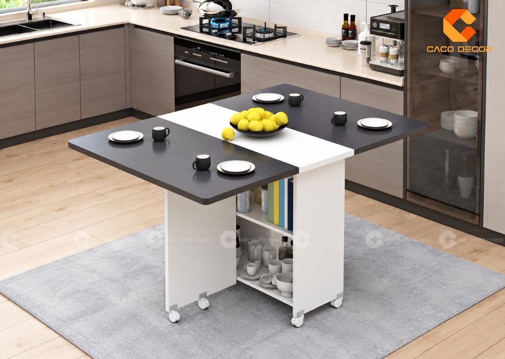 Bộ bàn ăn gập gọn gỗ công nghiệp thông minh