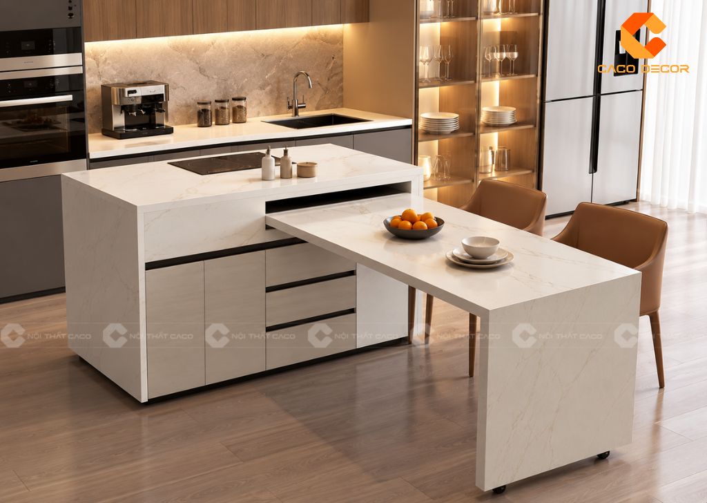 Bàn Đảo Kết Hợp Bàn Ăn: 15 Mẫu Đẹp, Kích Thước Chuẩn 5