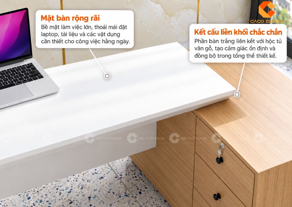 Mặt bàn rộng của bàn giám đốc gỗ công nghiệp BGD071