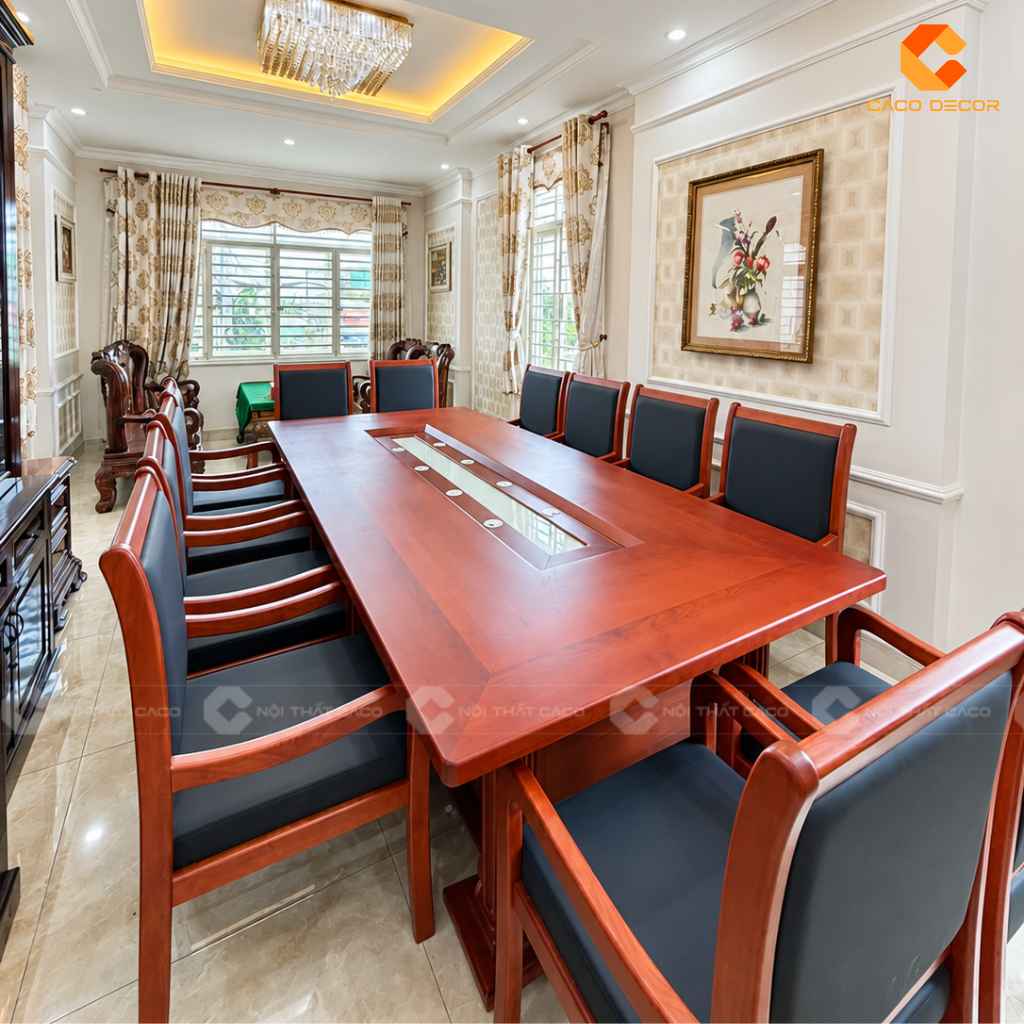 Bàn họp gỗ tự nhiên BHTN03 bàn giao tại công trình