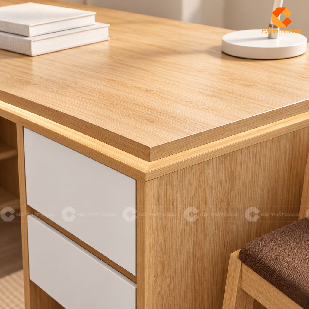 Cận cảnh mặt bàn học BHTE057 dày dặn rộng rãi