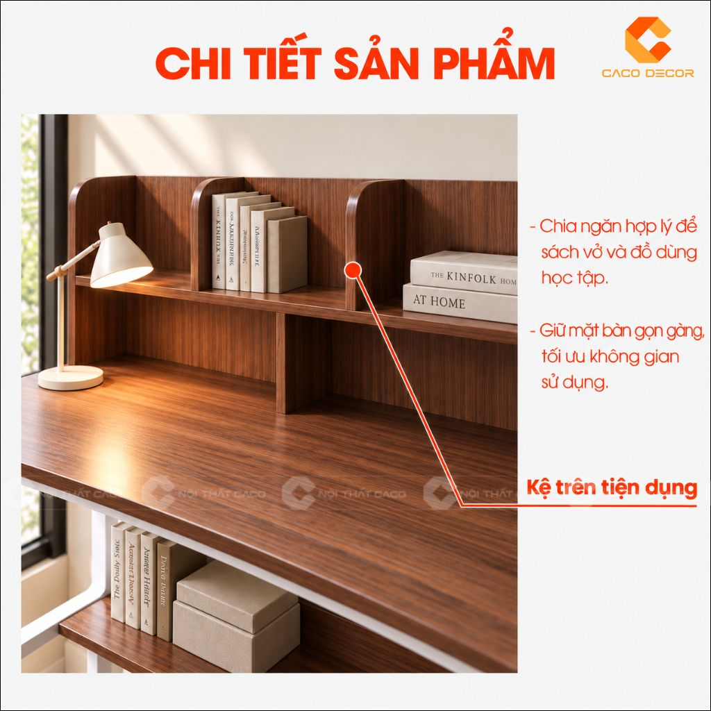 Kệ trên chia ngăn tiện dụng của bàn học trẻ em gỗ công nghiệp BHTE056