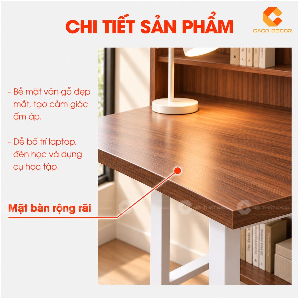 Mặt bàn rộng rãi của bàn học trẻ em gỗ công nghiệp BHTE056