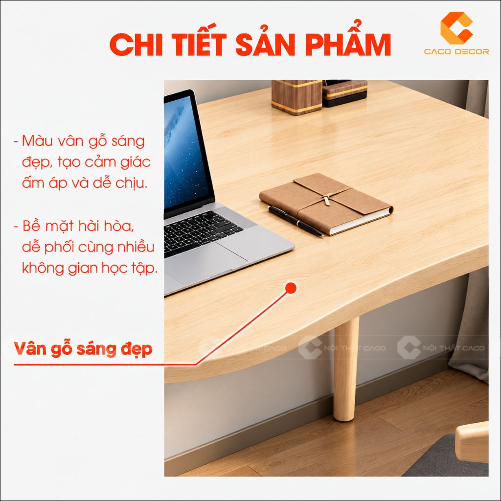 Bàn học trẻ em gỗ công nghiệp BHTE057 với bề mặt vân gỗ sáng đẹp