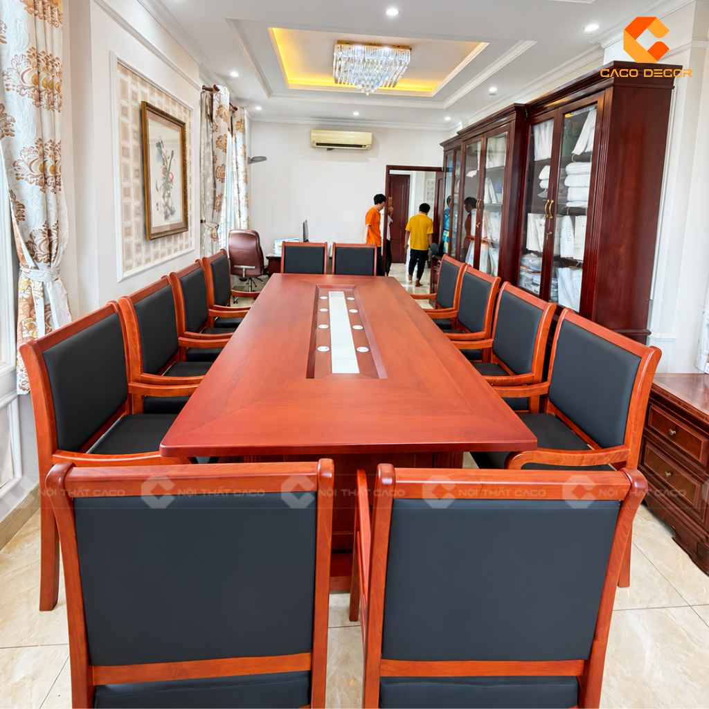 Nghiệm thu bàn phòng họp gỗ tự nhiên BHTN03