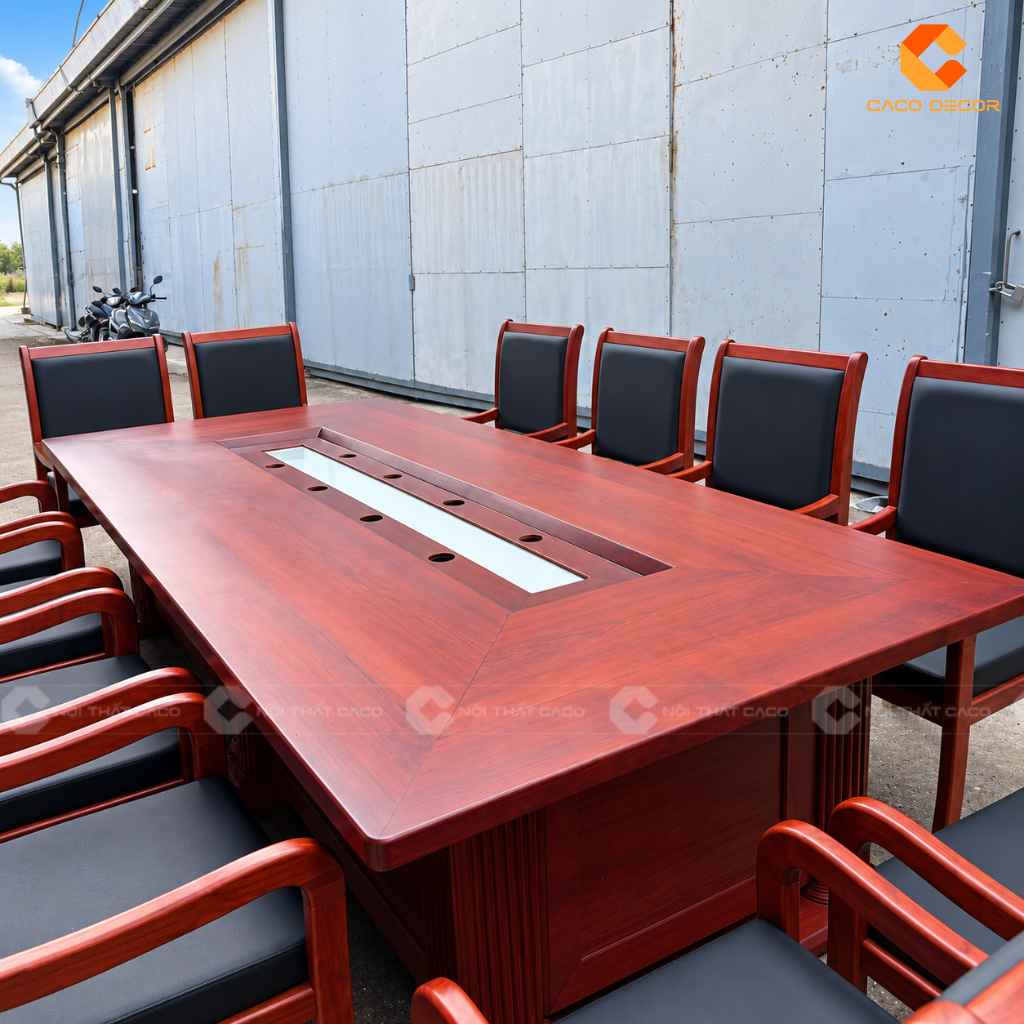 Bàn họp gỗ tự nhiên BHTN03 sản xuất tại xưởng CaCo