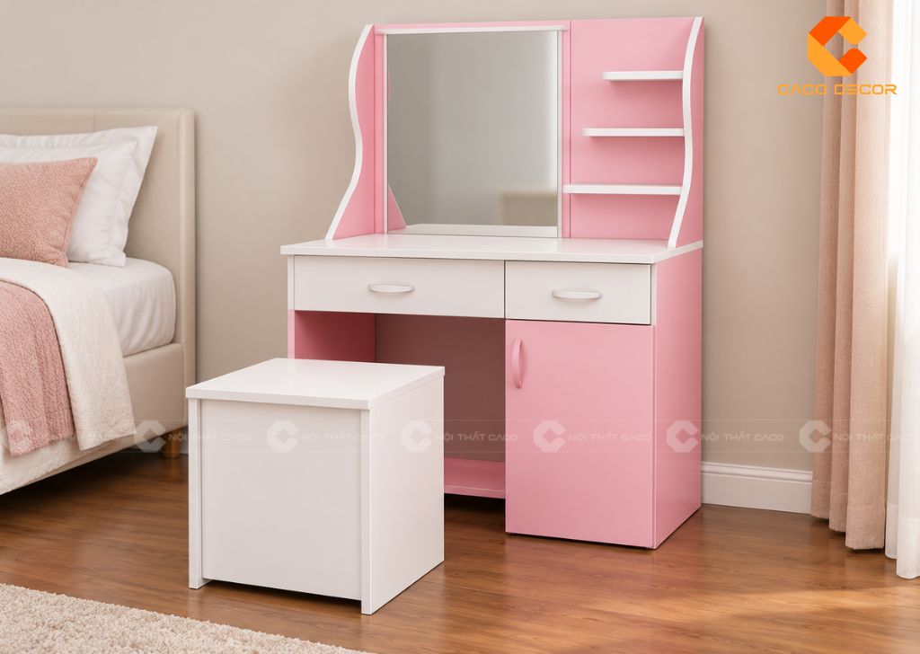 Bàn Trang Điểm Màu Hồng: 25+ Mẫu Đẹp Từ Mini Đến Có Gương 22