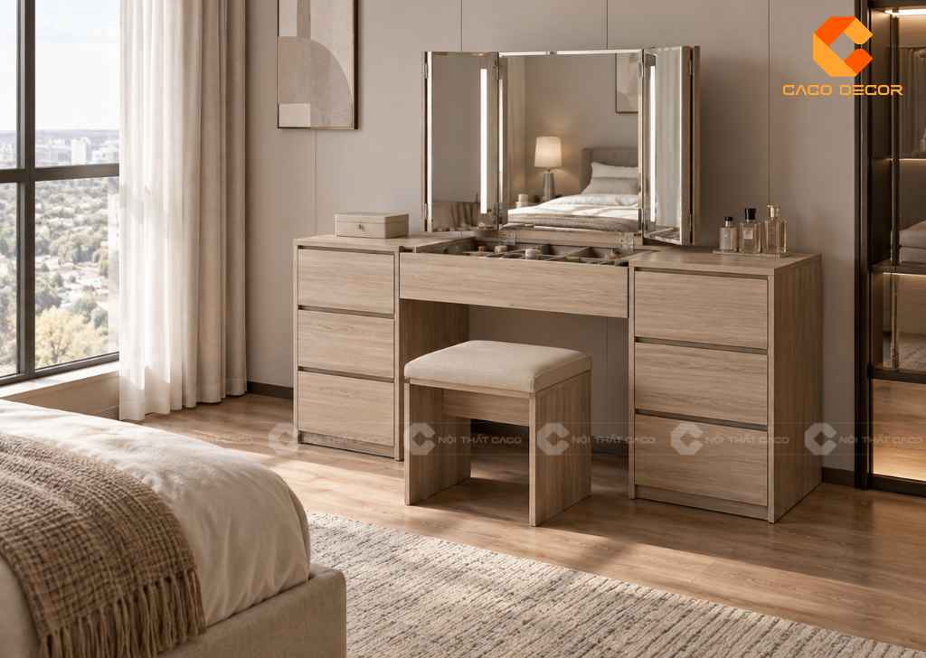 Bàn Trang Điểm Gương Gập: Mẫu Đẹp, Kích Thước, Giá 15