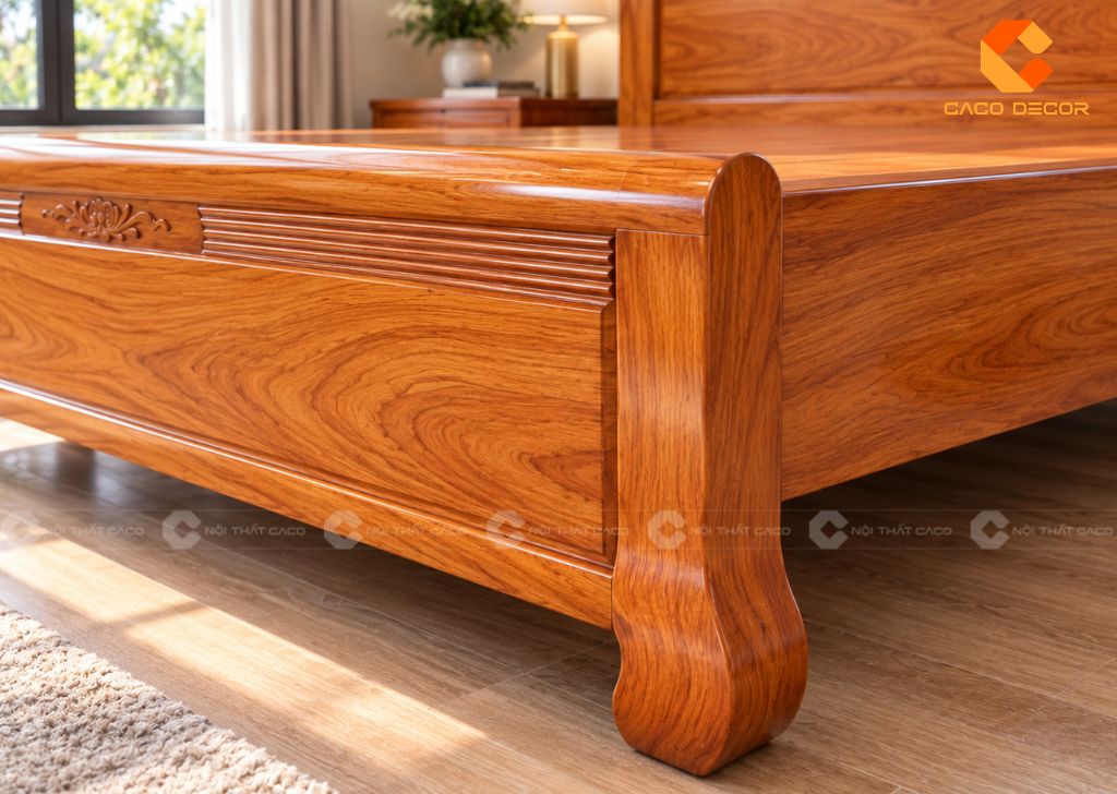 20 Mẫu Giường Ngủ Gỗ Gõ Đỏ Đẹp, Cao Cấp, Chất Lượng 10