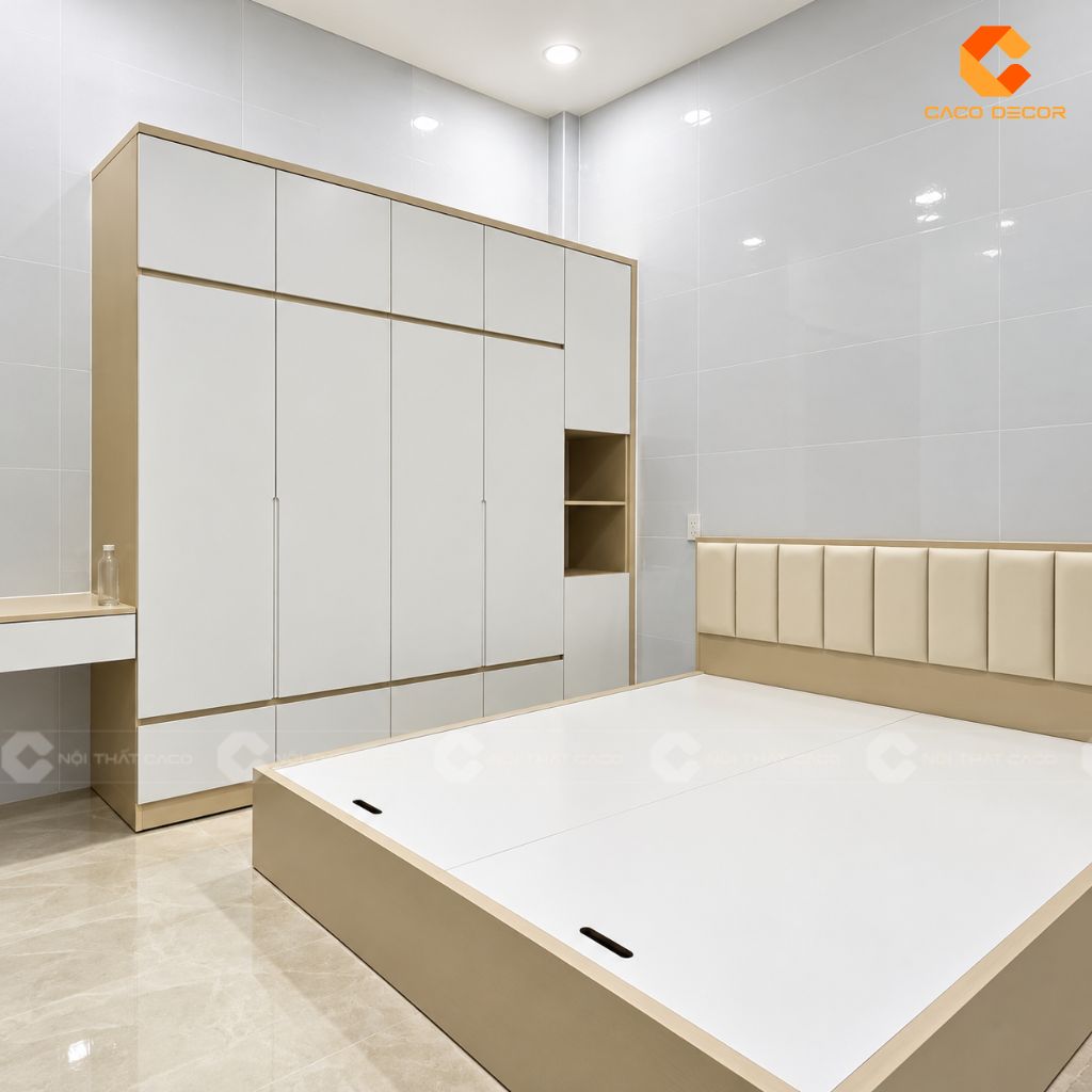 Combo phòng ngủ gồm giường và tủ quần áo tại nhà anh Hiệp