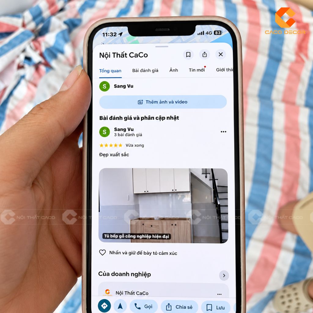 Khách hàng đánh giá 5 sao và nhận xét đẹp xuất sắc sau khi bàn giao tủ bếp