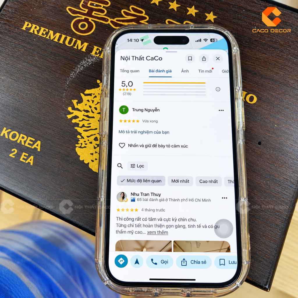 Khách hàng đánh giá 5 sao sau khi CaCo bàn giao tủ quần áo cửa lùa