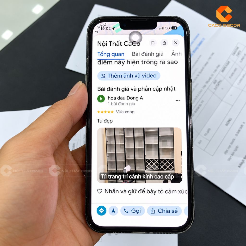 Khách hàng đánh giá 5 sao sau khi CaCo bàn giao tủ trưng bày cho chị Tiên