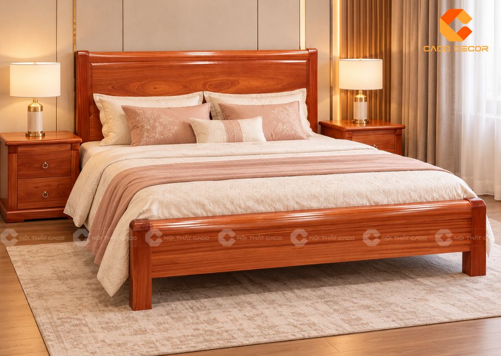 20+ Mẫu Giường Ngủ Gỗ Xoan Đào Sang Trọng, Bền, Giá Tốt 1