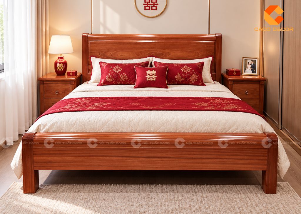 20+ Mẫu Giường Ngủ Gỗ Xoan Đào Sang Trọng, Bền, Giá Tốt 4
