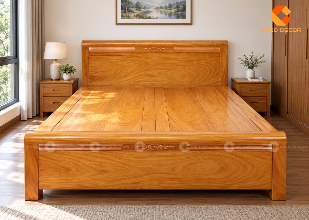 20 Mẫu Giường Ngủ Gỗ Gõ Đỏ Đẹp, Cao Cấp, Chất Lượng 15