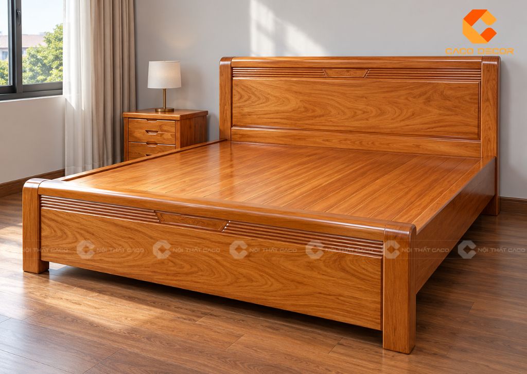 20 Mẫu Giường Ngủ Gỗ Gõ Đỏ Đẹp, Cao Cấp, Chất Lượng 2