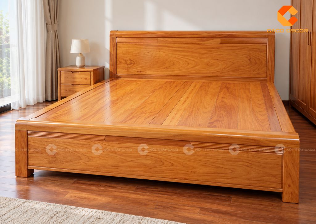 20 Mẫu Giường Ngủ Gỗ Gõ Đỏ Đẹp, Cao Cấp, Chất Lượng 11