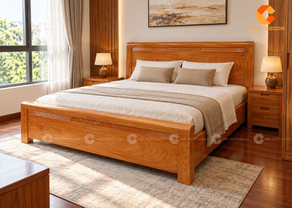 20 Mẫu Giường Ngủ Gỗ Gõ Đỏ Đẹp, Cao Cấp, Chất Lượng 14