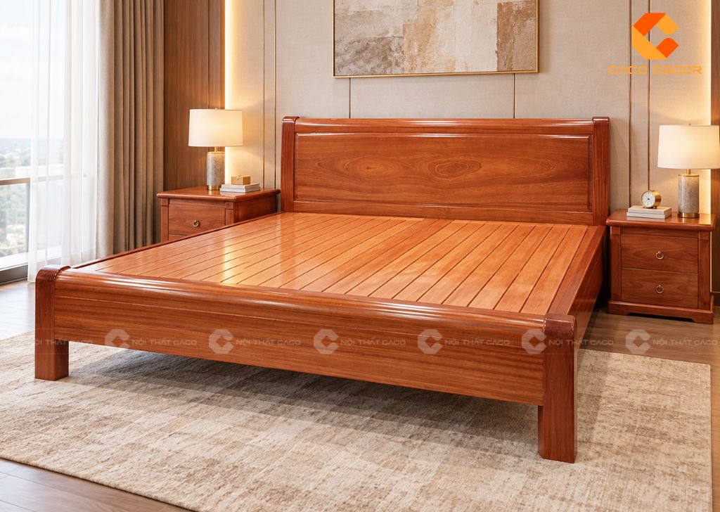 20+ Mẫu Giường Ngủ Gỗ Xoan Đào Sang Trọng, Bền, Giá Tốt 10