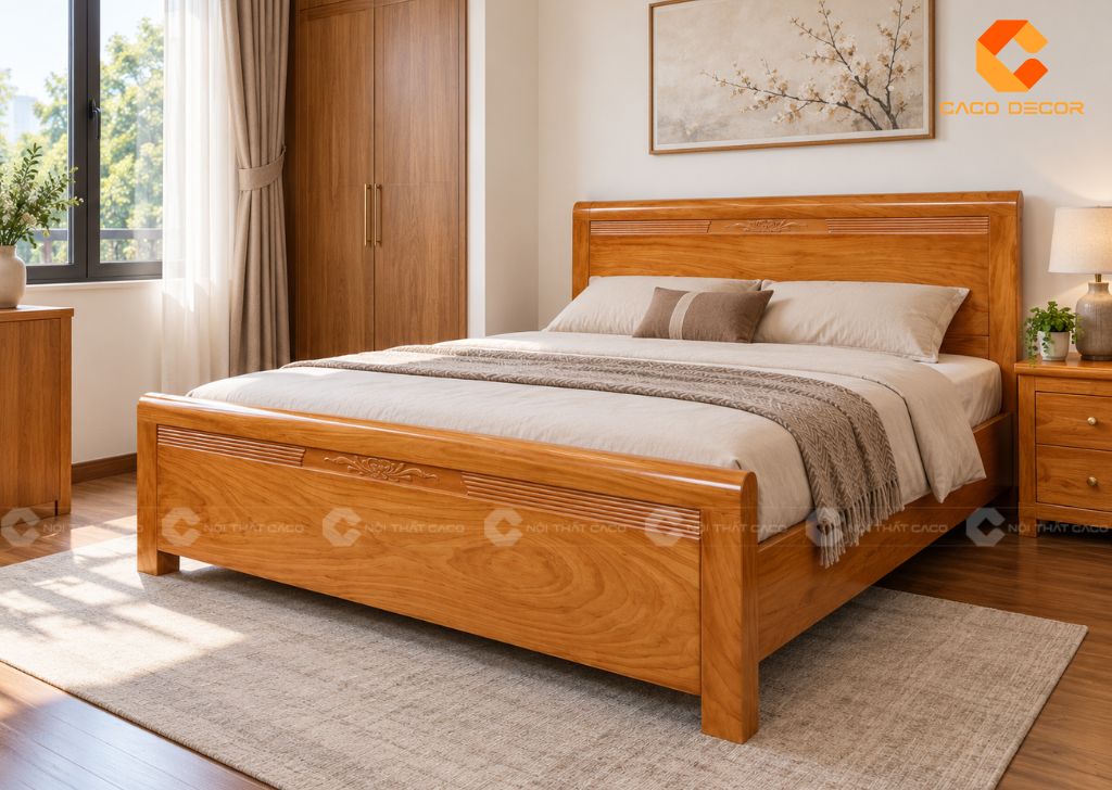 20 Mẫu Giường Ngủ Gỗ Gõ Đỏ Đẹp, Cao Cấp, Chất Lượng 16