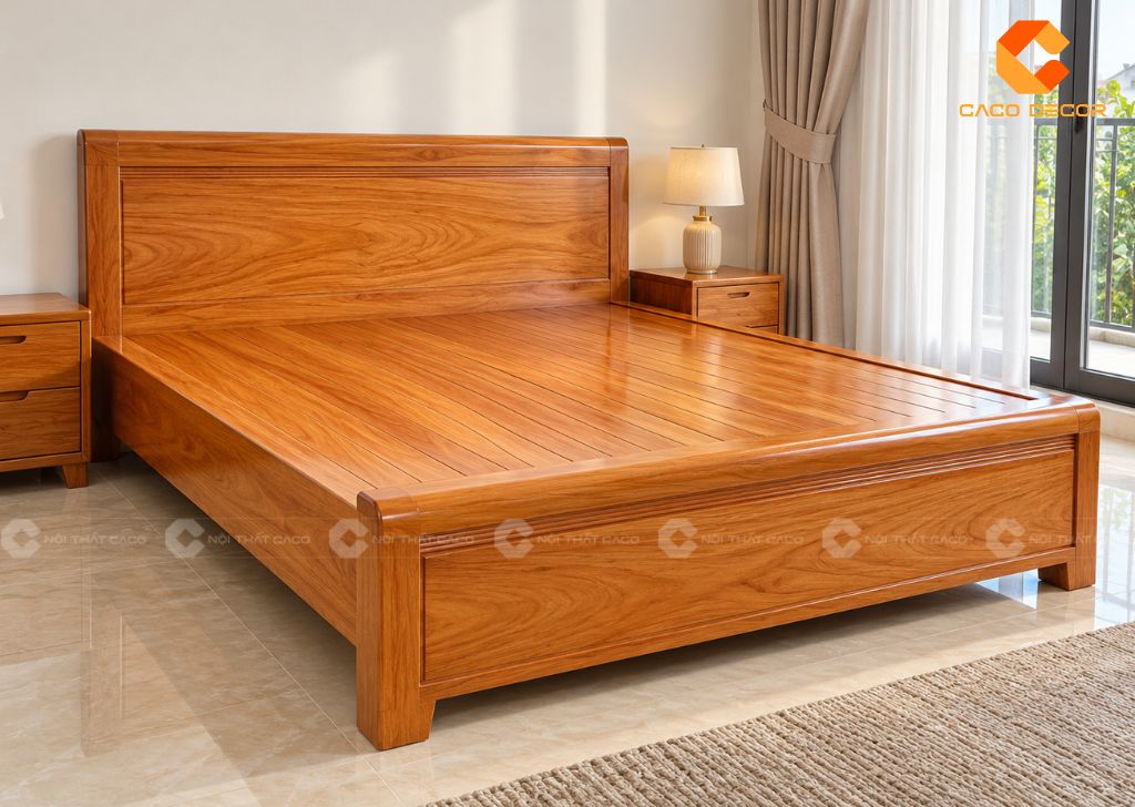 20 Mẫu Giường Ngủ Gỗ Gõ Đỏ Đẹp, Cao Cấp, Chất Lượng 9