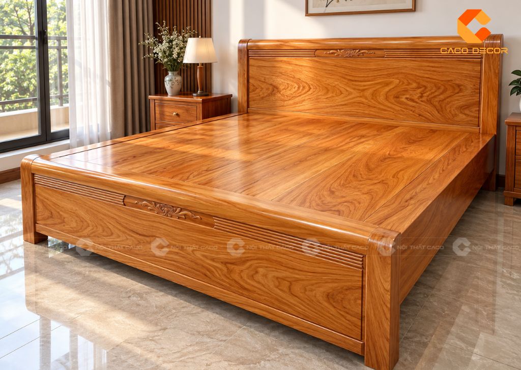 20 Mẫu Giường Ngủ Gỗ Gõ Đỏ Đẹp, Cao Cấp, Chất Lượng 3
