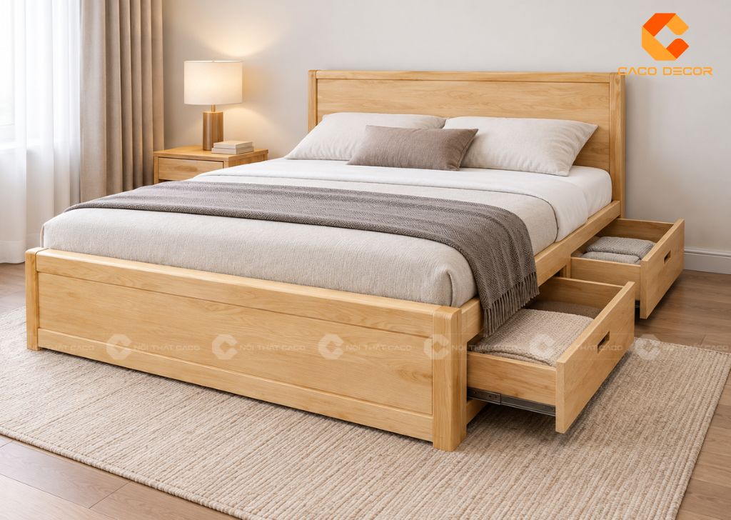 20+ Mẫu Giường Ngủ Gỗ Xoan Đào Sang Trọng, Bền, Giá Tốt 15
