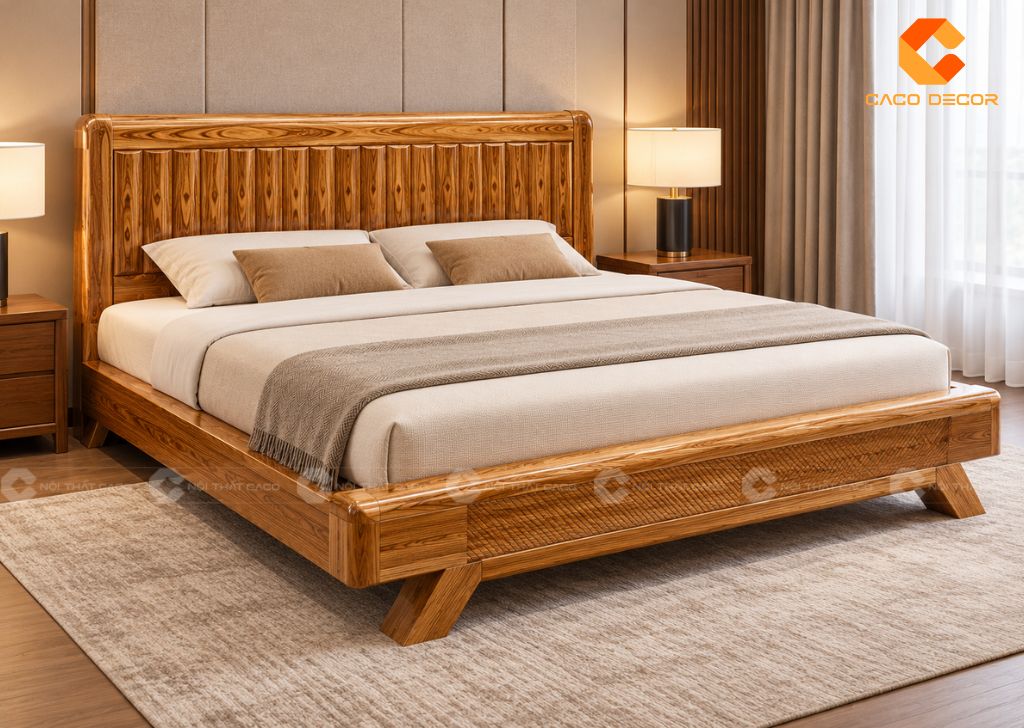 20+ Mẫu Giường Ngủ Gỗ Xoan Đào Sang Trọng, Bền, Giá Tốt 24