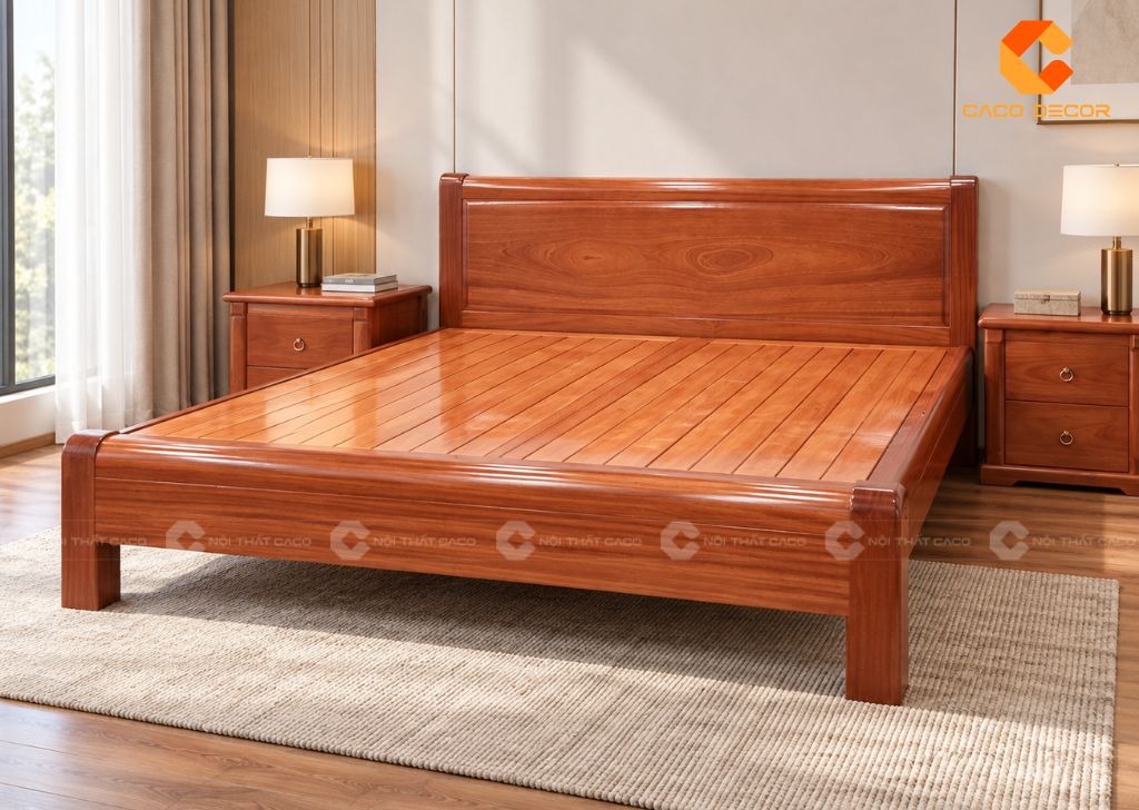 20+ Mẫu Giường Ngủ Gỗ Xoan Đào Sang Trọng, Bền, Giá Tốt 22