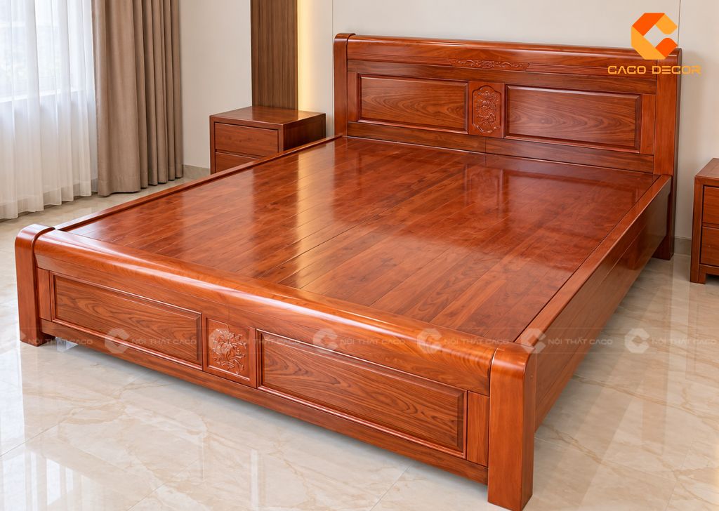 20+ Mẫu Giường Ngủ Gỗ Xoan Đào Sang Trọng, Bền, Giá Tốt 2