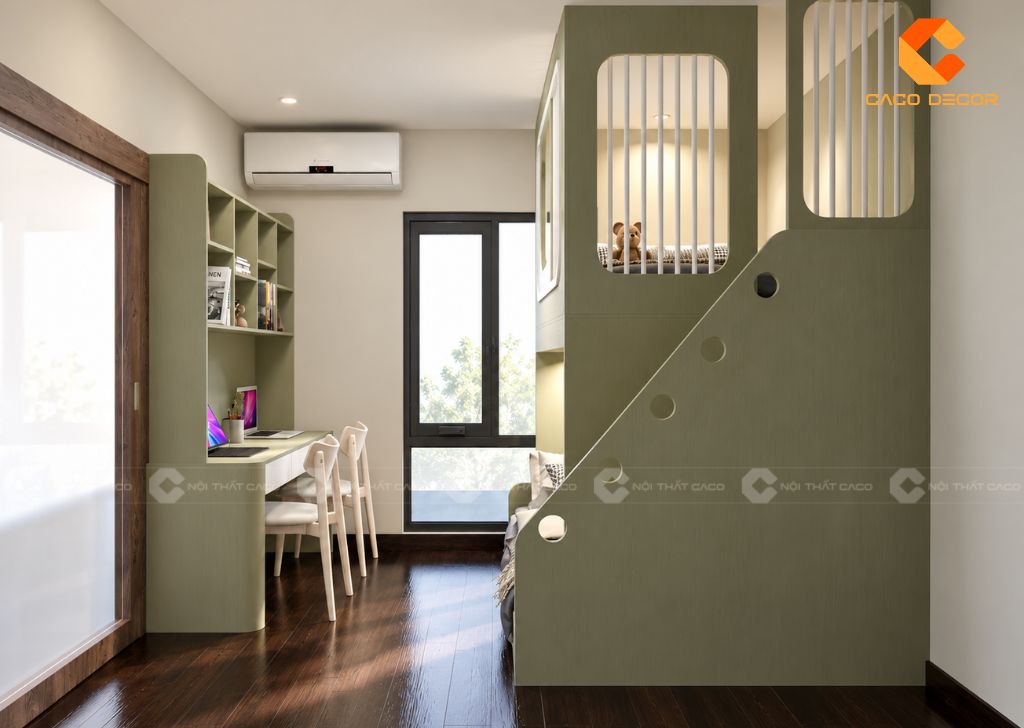 Giường Tầng Gỗ Công Nghiệp GT076 Cho Phòng Bé Hiện Đại 2
