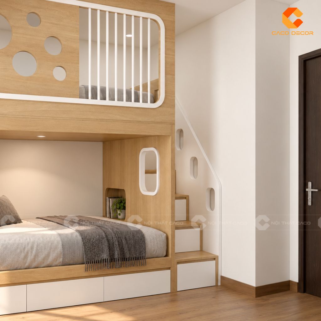Giường Tầng Gỗ Công Nghiệp GT075 Đẹp An Toàn Cho Bé 1