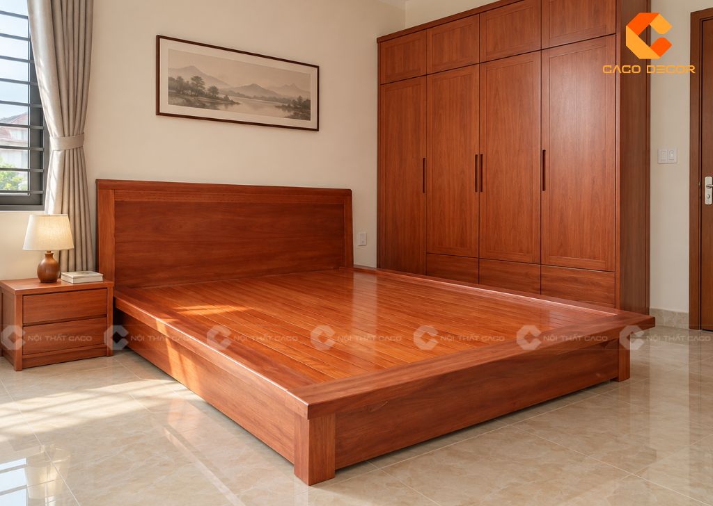 20+ Mẫu Giường Ngủ Gỗ Xoan Đào Sang Trọng, Bền, Giá Tốt 5