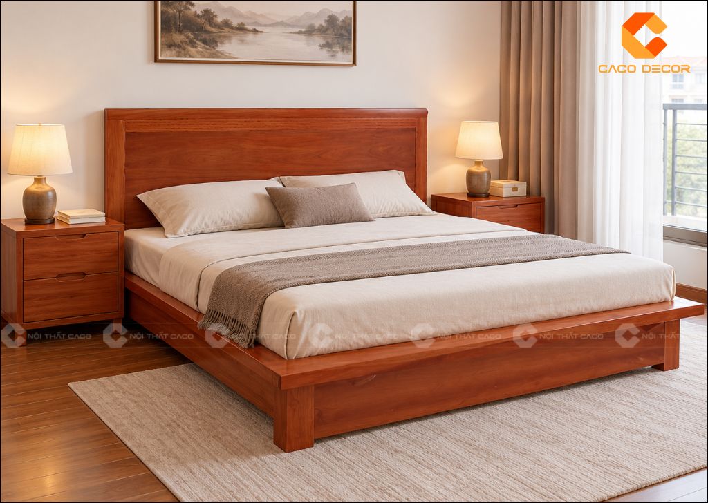 20+ Mẫu Giường Ngủ Gỗ Xoan Đào Sang Trọng, Bền, Giá Tốt 11