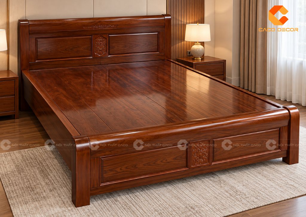 20+ Mẫu Giường Ngủ Gỗ Xoan Đào Sang Trọng, Bền, Giá Tốt 14